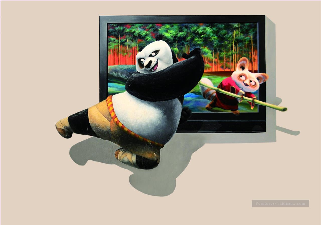 Kung Fu Panda et maître 3D Peintures à l'huile